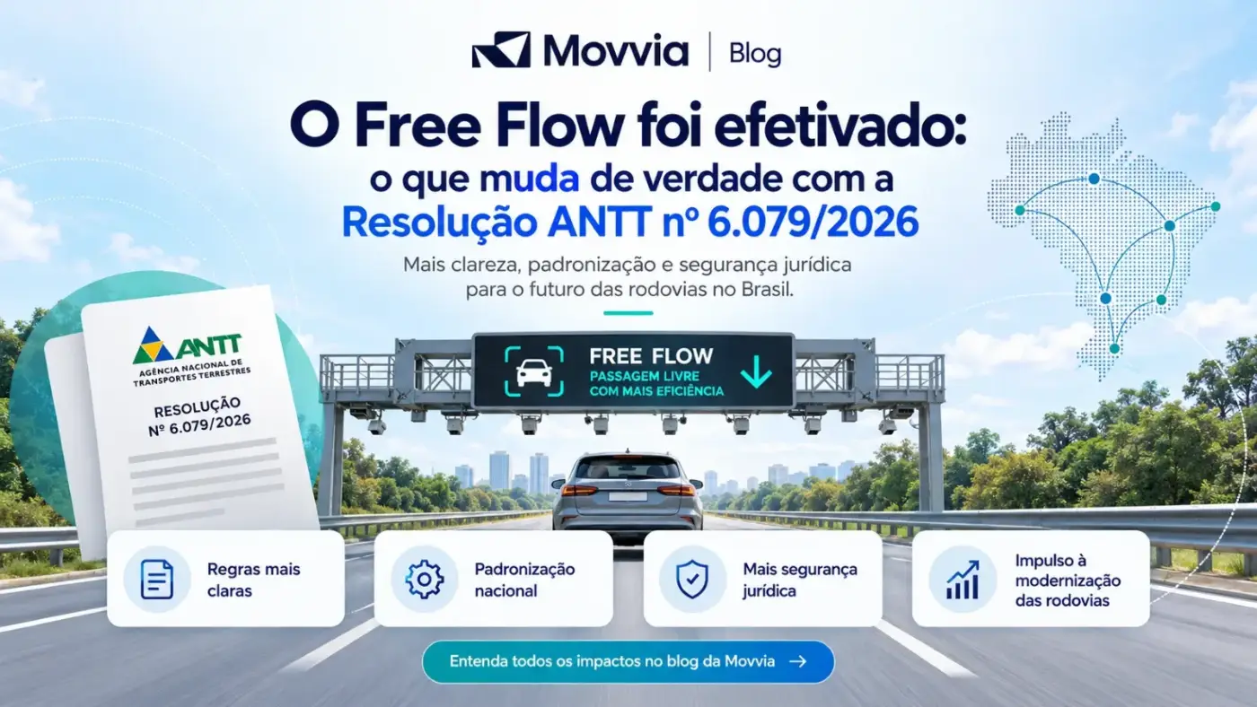 Pórtico de pedágio Free Flow em rodovia federal, regulado pela Resolução ANTT nº 6.079/2026